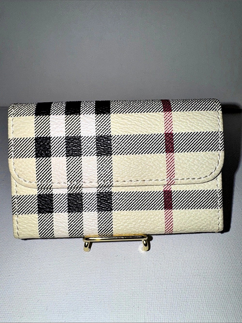 Vintage Burberrys Nova Check Cigarette Case Hinged Metal Holder